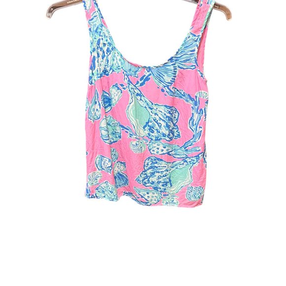 Lilly Pulitzer Silk Cosmos Shells Tank Bare-Foot Princess Pink Pout Size XS - Picture 3 of 4